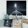 thumbnail image 2 of Designart 'Cloudy Full Moon Over Asphalt Road III' Nautical & Coastal Framed Canvas Wall Art Print, 2 of 5