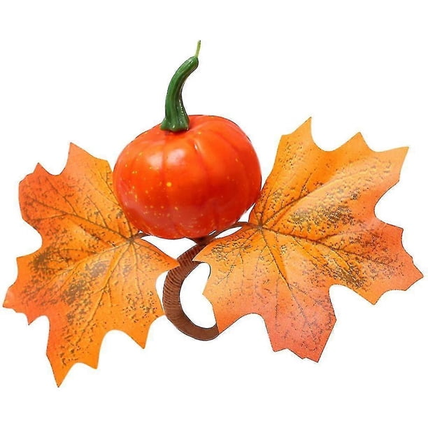 Anillo para servilletas de otoño hecho a mano con forma de calabaza y hoja de arce, hebillas para servilletas, soporte para servilletas para Halloween, Acción de Gracias, Bodas y Fiestas.