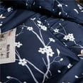 thumbnail image 4 of PinkMemory Navy Blue Duvet Cover Set Queen Flower Pattern Brushed Microfiber Soft Zipper Closure, 4 of 7