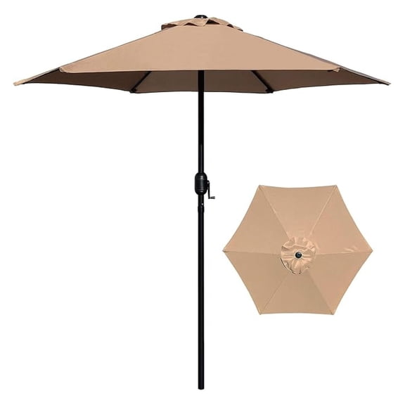 Patio Umbrella 7.5ft Outdoor, Crank Lift, UV Protection, Tan
