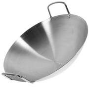 Stainless Steel Wok Round Bottom Wok Large Fry Pan Large Capacity Saute Pan
