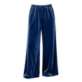 thumbnail image 2 of fatyb Womens Velour Pants Wide Leg Drawstring Velvet Trousers Dressy Business Work Pants with Pockets, 2 of 6