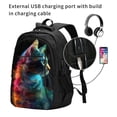 thumbnail image 2 of Disketp Neon Spectrum Cat Portrait Print Travel Laptop Backpack, Laptops Backpack with USB Charging Port, Water Resistant Computer Bag Gift for Men & Women, 2 of 7