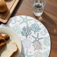thumbnail image 3 of Aqua Teal Coastal Round 13 Inch Placemats Set of 6, Summer Beach Starfish Coral Nautical HeatResistant Non Slip Place Mats for Dining Table, Wipeable Braided Kitchen Table Mats for Housewarming, 3 of 9