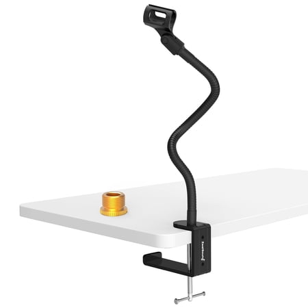 ZealSound Microphone Stand,Flexible Gooseneck Desktop Mic Stands Holder with Heavy Duty Desk Clamp,3/8" to 5/8" Screw Adapter Include 360 Adjustable Compact Mic Arm for Blue Snowball Ice Spark