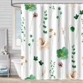 thumbnail image 1 of Cortina de baño, estampada con plantas verdes, impermeable y antimoho, partición forestal impresa digitalmente, no requiere perforación, color blanco roto, 120*180 mm., 1 of 1