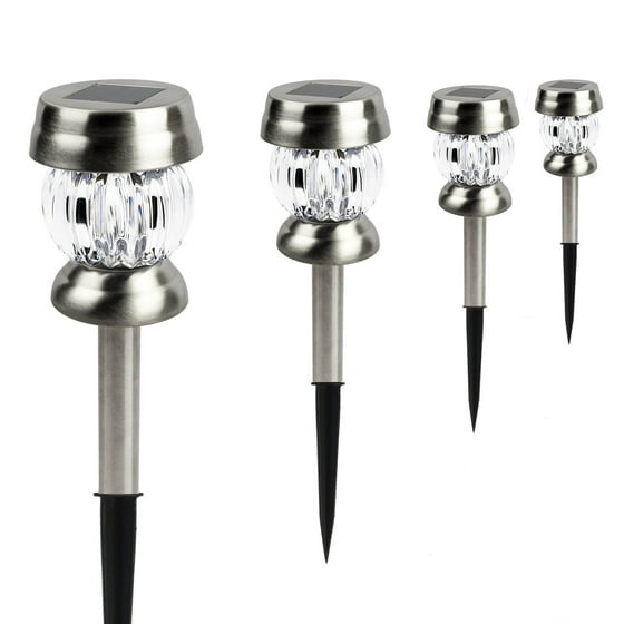 Gigalumi Solar Lights Outdoor Garden Led Light Landscape Pathway Gigalumi Solar Lights Outdoor Garden Led Light Landscape Pathway Stainless Steel 4 Pack Com