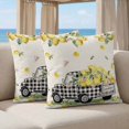 thumbnail image 5 of 24x24 Pillow Covers Set of 2, Summer Lemons Square Throw Pillow Covers for Couch/Sofa/Living Room, Rustic Black Plaid Truck Fruits Burlap Decorative Soft Pillowcases for Couch Throw Pillows, 5 of 9