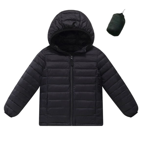 Luvrsol Kids Packable Hooded Puffer Jacket, Zip‑Up Lightweight Portable Boys Girls Outerwear 100-170