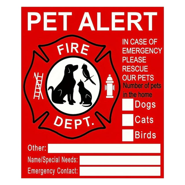 KPet Inside Sticker Fade Inside Fire Sticker Alert in of Emergencies Fire Decal for Cat/ Home Window Door Sign