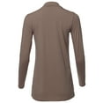 thumbnail image 3 of A2Y Women's Basic Solid Soft Cotton Long Sleeve Mock Neck Top Shirts Mocha 3XL, 3 of 5