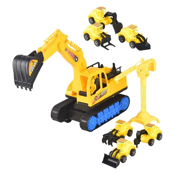 LeeQinersw Excavator Toy Educational Toy Simulation Engineering Vehicle Engineering Car Toy Large with 6 Cars
