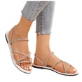thumbnail image 2 of IUJSOY Womens Rhinestone Sandals Strappy Slides Cirsscross Strap Slip on Open Toe Flat Sandals, 2 of 9