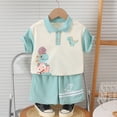 thumbnail image 2 of Baby Boys Clothing Sets Toddler Boy Summer Cute Outfit Dinosaur Print Lapel Polo Shirt and Shorts Set 2 Piece, 2 of 6