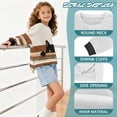 thumbnail image 6 of Xoenoiee Cat Leopard Stripe Print Girls Oversized Crewneck Sweatshirt Side Slit Long Sleeve Pullover Slouchy Fit Tops for Running Hiking, 11-12 Years, 6 of 7
