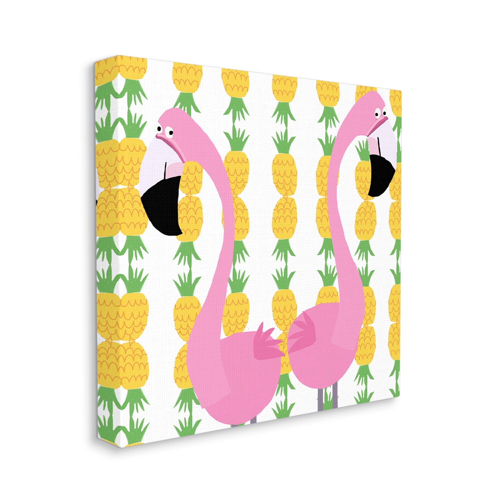 Stupell Industries Kids' Pink Flamingo Pair Pineapple Stripe Pattern, 17 x 17,Design by Carla Daly