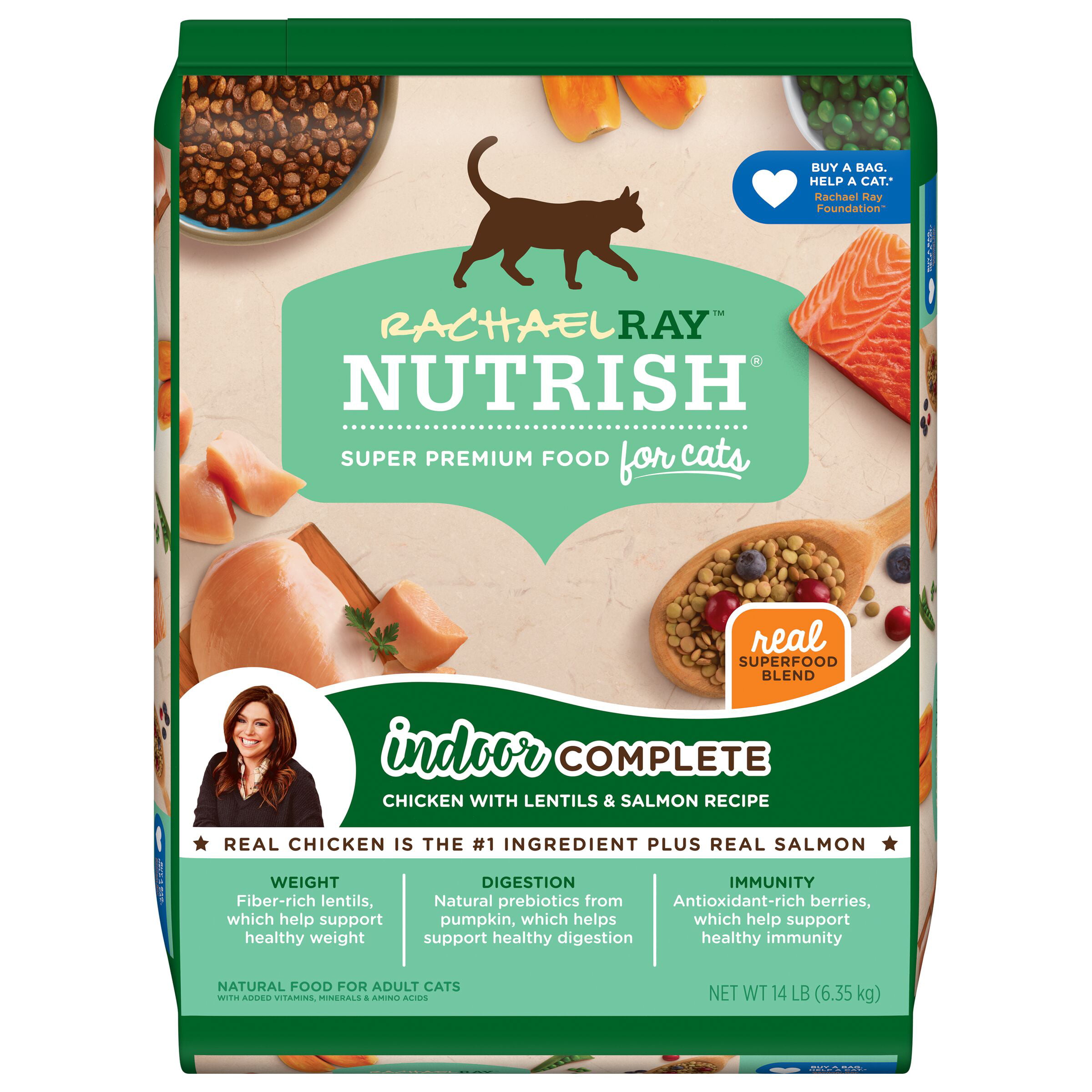 Rachael Ray Nutrish Indoor Complete Natural Premium Dry Cat Food, Chicken With Lentils & Recipe, 14 Lbs - Walmart.com