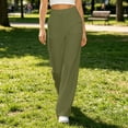 thumbnail image 5 of Womens Wide Leg Pants with Pockets High Waisted Casual Lounge Pants Work Office Pants | CSEONE,Army Green L, 5 of 6