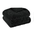 thumbnail image 2 of Superior Arctic Fleece Boho Knit Jacquard Blanket, Throw, Black, 2 of 7