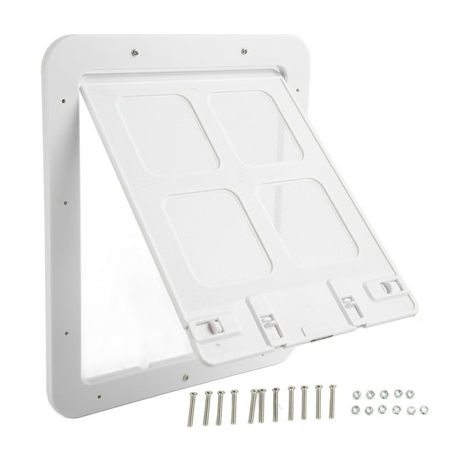Puerta mosquitera para mascotas, transpirable, silenciosa, antimosquitos, de plástico, sin rebabas, para gatos, color blanco, L