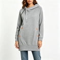 thumbnail image 4 of Busydd Womens Fall Dresses with Front Pocket Fashion Solid Color Hoodie Dress Casual Comfy Drawstring Long Sleeve Dress 2XL, 4 of 6