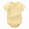thumbnail image 2 of TOWED22 Infant Romper Solid Color One Piece Onesie Short Sleeve Summer Clothes for 0~12M Baby Yellow,6-9 M, 2 of 4