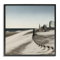 Stupell Industries Rippled Beach Fence Landscape Painting Gray Framed Art Print Wall Art, 24 x 24