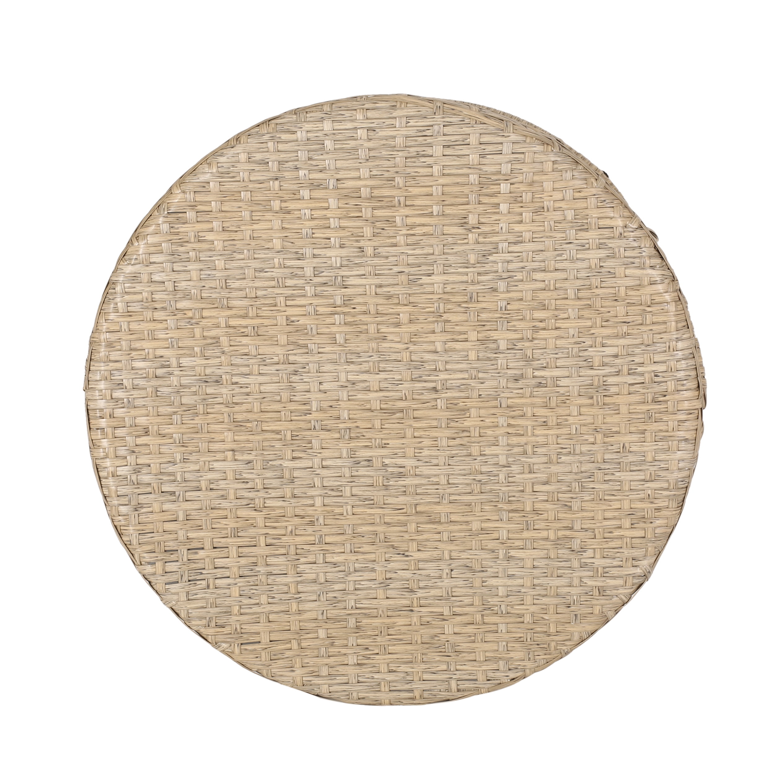 Outdoor Wicker Weave Accent Side Table, Leisure Display Table for Patio Garden, Light Brown
