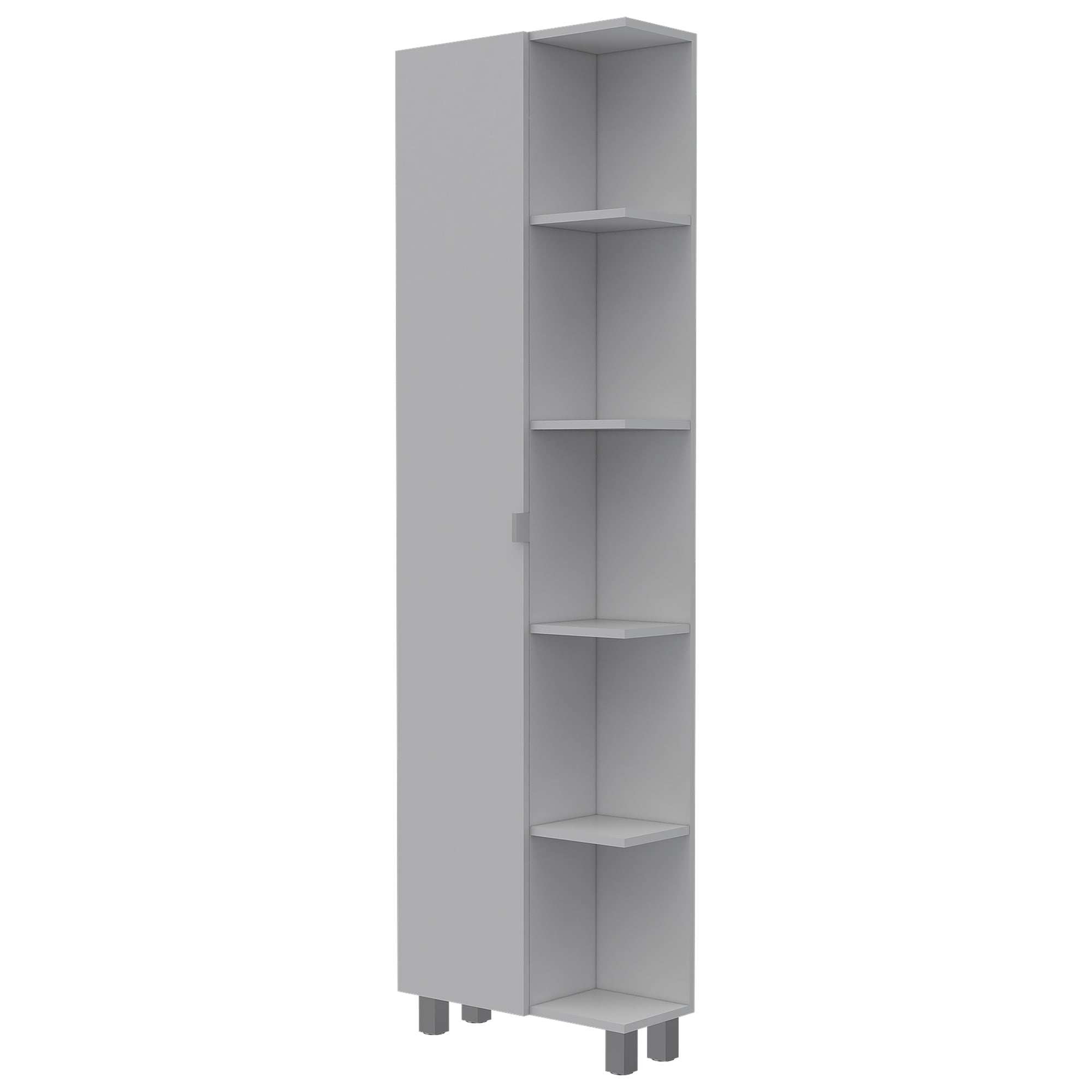Depot Venus Corner Linen Five Open Shelves, One Door, White, Modern Style