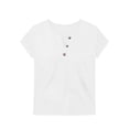 thumbnail image 6 of Babysbule Women's V Neck Button Placket Short Sleeve Henley T Shirt, Casual Loose Fit Top for Daily All Season Wear, 6 of 6