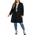 thumbnail image 2 of GRACE & GRANDEUR Manteaux pour Femmes Grande Taille Col Peter Pan Simple Boutonnage avec Poches Trench d'Hiver Long Caban 3X Noir, 2 of 7