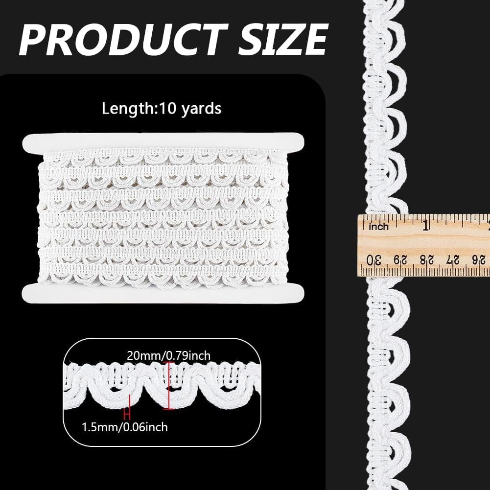 10 Yards Cotton Lace Trim with Elastic Button Loop 4/5" Beige Sewing Trim Gimp Braid Fringe Trims