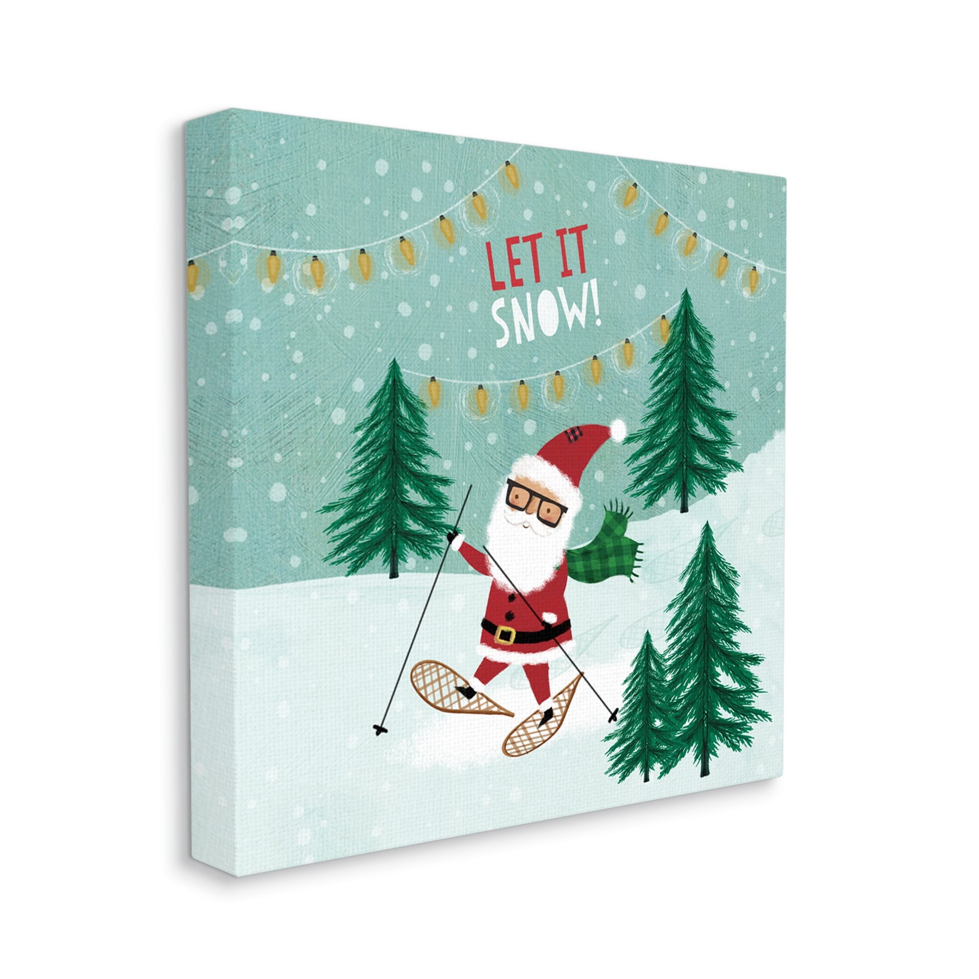 Stupell Industries Let It Snow Santa Snowshoeing Holiday Painting Gallery Wrapped Canvas Print Wall Art