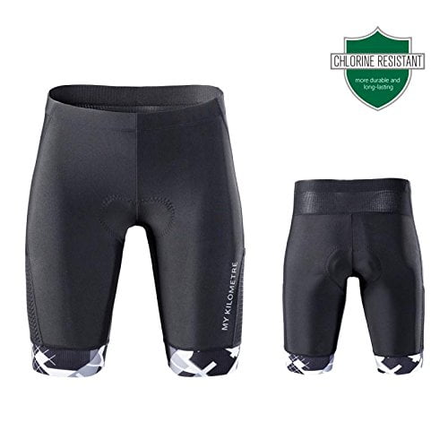 MY KILOMETRE Shorts de Triathlon pour Hommes 9 Pouces / Poches de Jambe Faciles à Atteindre / Chamois pour Courses Longues