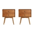 thumbnail image 4 of Walker Edison 2-Drawer Wood Nightstand, Set of 2, Caramel, 4 of 8