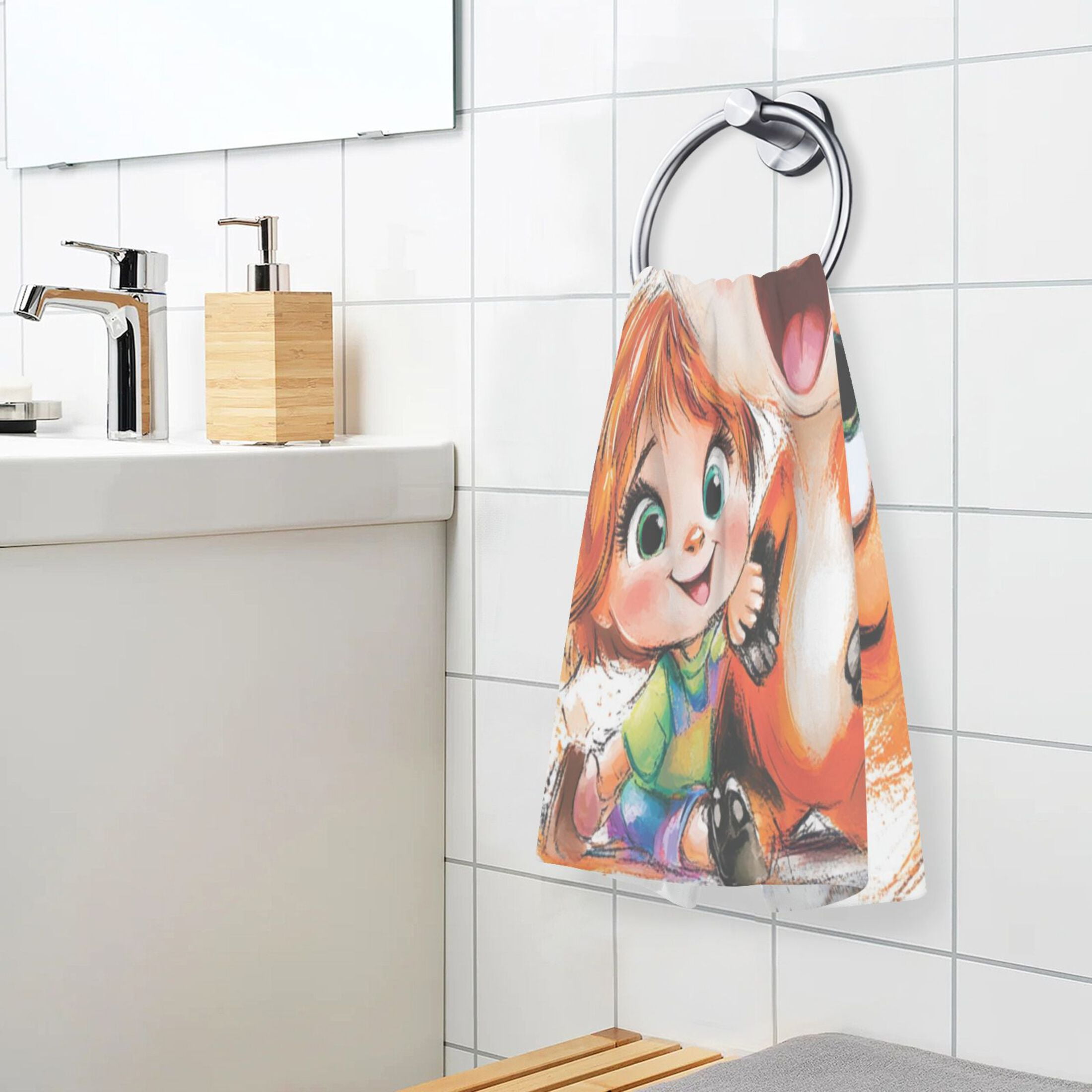 Baby and Fox Set of 2 Pure Cotton Towels, 16'' x 28'', Highly Absorbent and Soft