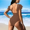 thumbnail image 5 of purcolt Womens One-Piece Swimsuit Mesh Ruffle Bathing Suit Slimming Tummy Control Beach Modest Swimwear, 5 of 6