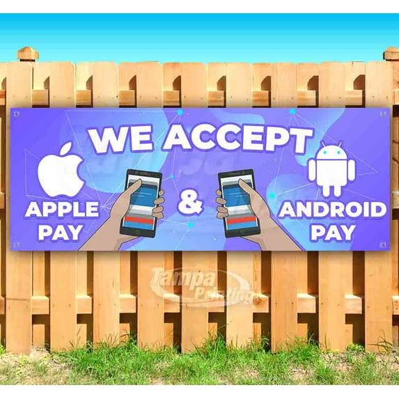 We Accept Online Pay 13 oz Vinyl Banner With Metal Grommets