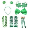 Irish Festival Set Shamrock Headband Shamrock Glasses Green Striped Gloves Stockings St. Patrick's Day Accessories for Party Gathering