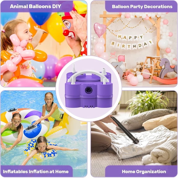 Electric Balloon Pump 3-in-1 Portable Air Pump, Quick-Fill Inflator & Deflator for Latex, Mylar & 260Q Balloons — Fast Inflation for Party Decor, Pool Floats & Air Beds