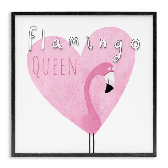 Stupell Industries Contemporary Flamingo Queen Phrase Black Framed Giclee Art, 24 x 24, by Carla Daly