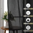 thumbnail image 3 of MKHILL 24 Inch Short Crushed Sheer Curtains 2 Panels, Light Filtering Voile Drapes for RV Camper Laundry Over Sink, Rod Pocket Small Window Panels, Each 42" W x 24" L, Black, 3 of 10