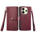 thumbnail image 3 of For Xiaomi Redmi Note 14 4G (164.84x78.15x8.16mm) Case RFID Blocking Zipper Pocket Leather Wallet Ph, 3 of 5