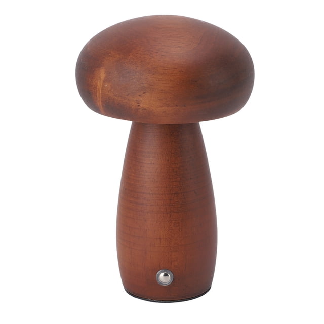 Haofy Birch Wood Mushroom Lamp with USB Rechargeable, Touch Control Dimmable Bedside Light for Home Decor