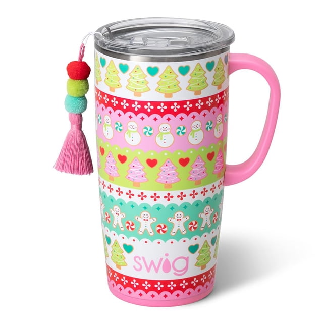 Swig Life Taza de viaje de 22 oz, vaso aislado con asa y tapa, taza de café de viaje, taza de viaje amigable con portavasos, vaso de acero inoxidable de 22 oz, vaso aislado reutilizable con tapa (tarr