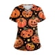 thumbnail image 1 of Plus SizePrinted Scrub Working Uniform Tops For Women's Cross V-Neck Halloween Print Short Sleeve Fun T-Shirts Workwear Tee With Pockets, 1 of 3