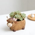 thumbnail image 5 of Highland Cow Planter, Cute Resin Flower Pot Ornament with Holder, Desktop Home Decor Figurine for Shelf Desk Mantelpiece and Garden Decoration, 5 of 6