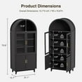 thumbnail image 6 of Vabches Arched Kitchen Pantry Storage Cabinet, 71" Tall Fluted Cabinet with 2 Glass Doors, 2 Doors for Kitchen, Living Room, Bedroom, 6 of 9