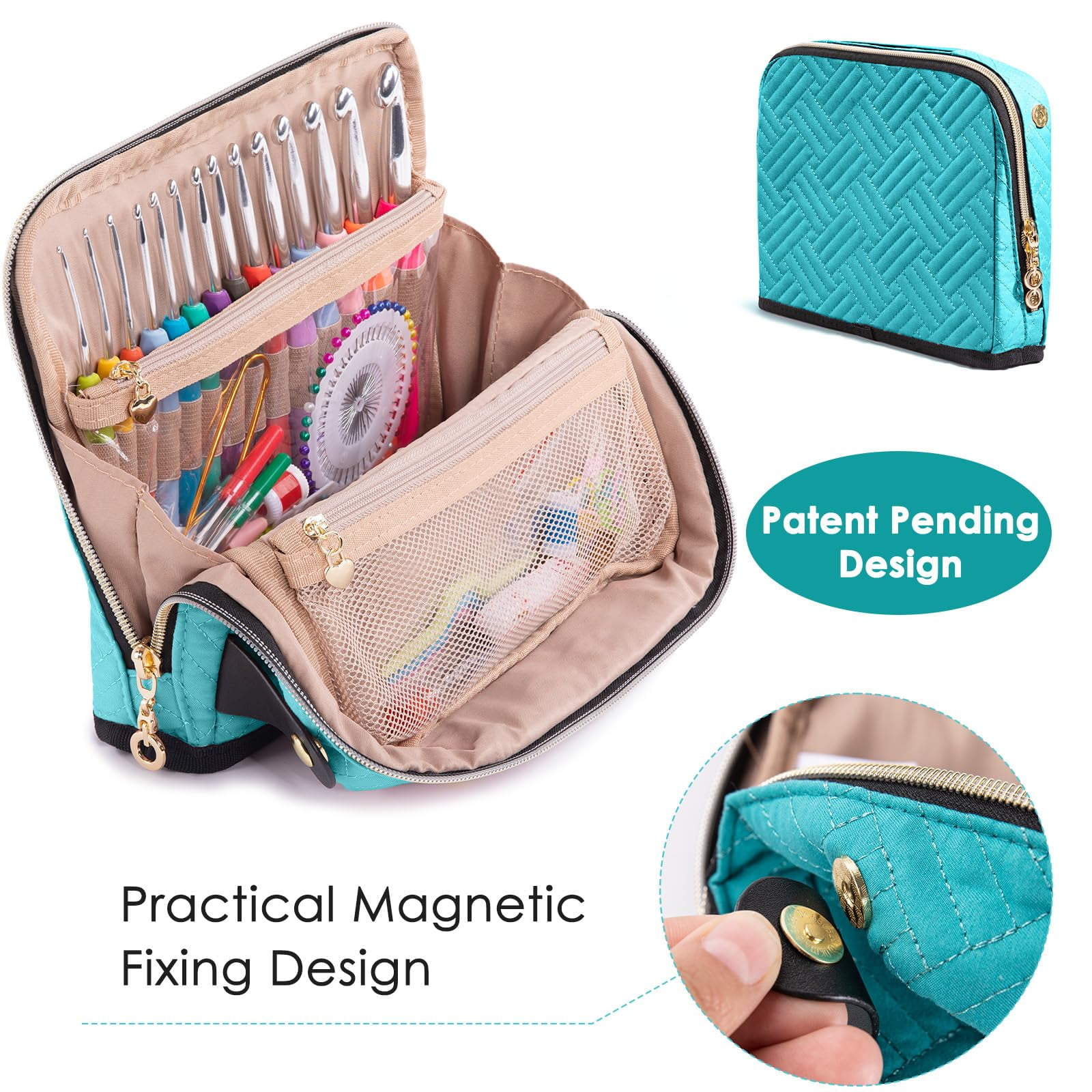 Empty Crochet Hook Case - Crochet Hook Organizer Case Stand Up -Corchet Organizer - Crochet Hook Holder emerald