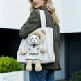 thumbnail image 5 of BingTong Cute Bear‑Shaped Pet Tote Carrier Bag,Canvas Shoulder Handbag with Head‑Out Peeking Hole,Portable Travel Purse for Small Cats Puppies,for Walking,Shopping,Outdoor Daily,Bear A, 5 of 6